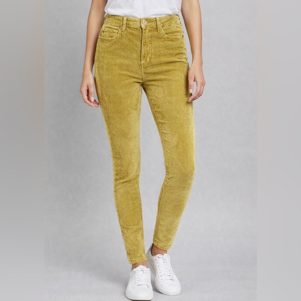 Free People High Rise Green Velvet Skinny Pants size 25